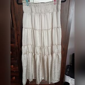 Love Margaux Elegant Satin Cream Maxi Skirt_S